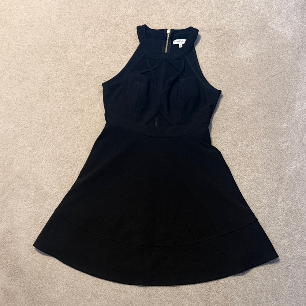 Emerald Sundae Black Halter Mini Dress